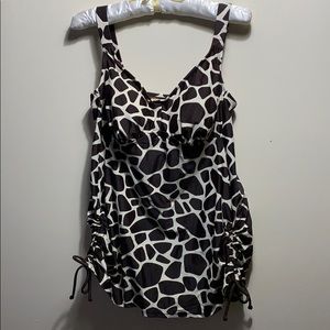 Giraffe print one piece swimsuit